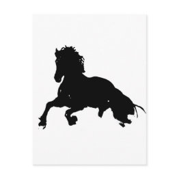 Small Black White Running Horse Silhouette Postinvitations Front View