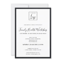 Small Black & White Velvet Silk Your Logo Workshop Event Invitation Front View