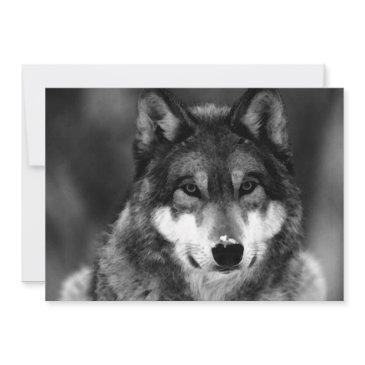 black & white wolf invitation