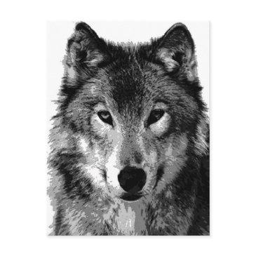 black & white wolf portrait postinvitations