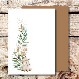 Small Blank Add Your Own Sweet Little Lamb Greenery Invitation Front View