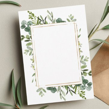 blank botanical gold greenery invitation