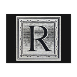 Small Block Letter "r" Woodcut Woodblock Inital Postinvitations Front View