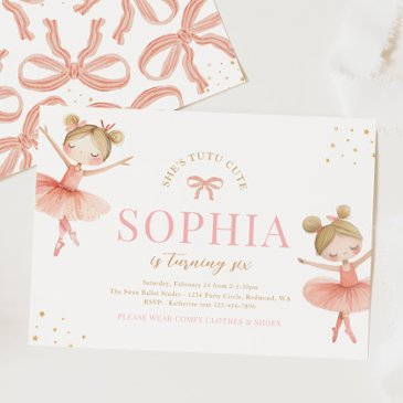 blonde ballerina birthday invitation