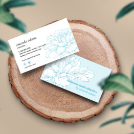 Small Blooming Beauty | Light Blue Skincare Esthetician Business Invitations Front View