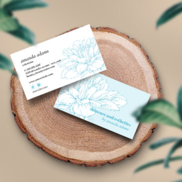 blooming beauty | light blue skincare esthetician business invitations