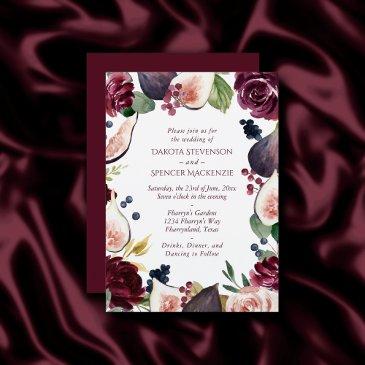 blooming figs | vintage moody wine wreath frame invitation