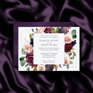 blooming figs | vintage moody wine wreath frame invitation
