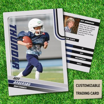 blue american football trading invitations for kids