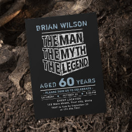 Small Blue Any Age The Man The Myth The Legend Birthday Invitation Front View