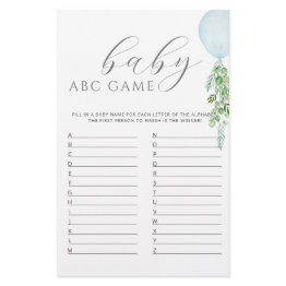 Small Blue Balloon Baby Shower Game Abc Front View