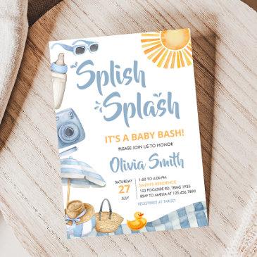 blue beach summer baby shower invitation