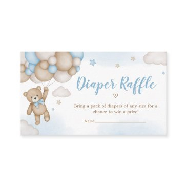 blue bear balloons baby shower diaper raffle enclosure invitations