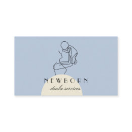 Small Blue Beige Childcare Design For Nannies Babysitter Business Invitations Front View