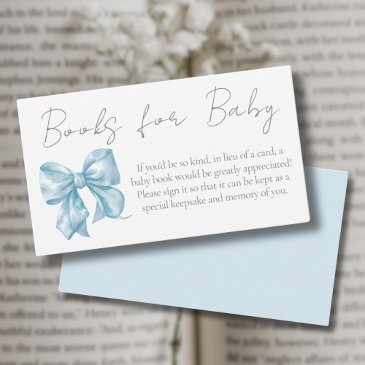 blue bow baby shower books for baby enclosure invitations