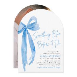 Small Blue Bow Something Blue Before I Do Bridal Shower Invitation Front View