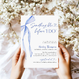 Small Blue Bow Something Blue Before I Do Bridal Shower Invitation Front View