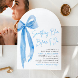 Small Blue Bow Something Blue Before I Do Bridal Shower Invitation Front View