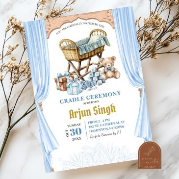 blue boy baby shower cradle ceremony invitation
