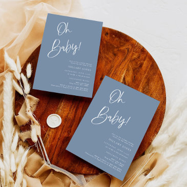 blue boy baby shower | modern blue boy invitation