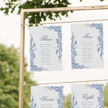 blue classic seating chart invitations vintage floral