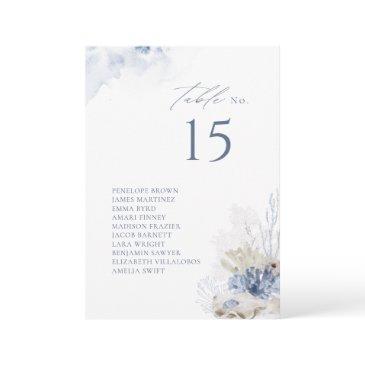 blue coral & shells table number seating chart