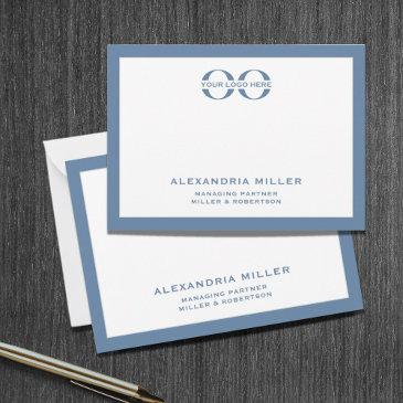 blue corporate logo branded dual sided note invitations