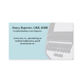 Small Blue Court Reporter Steno Machine Business Invitations Front View