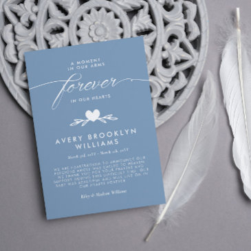 blue forever in our hearts baby memorial invitation