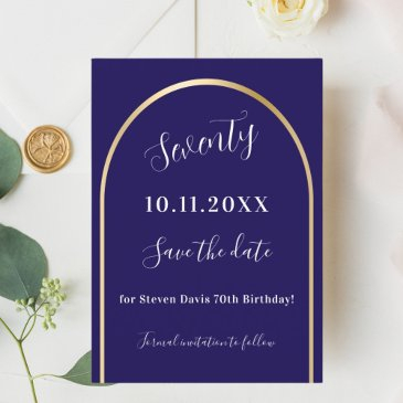 blue gold arch birthday save the date