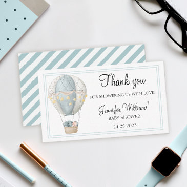 blue hot air balloon baby shower thank you invitations