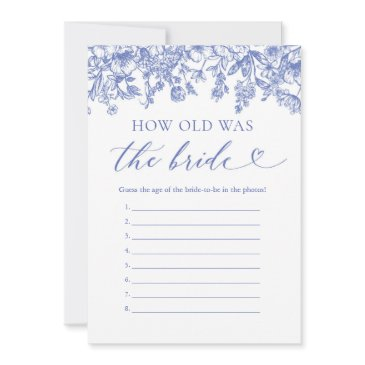 blue how old was the bride bridal shower game invitation
