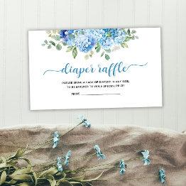 Small Blue Hydrangea Baby Shower Diaper Raffle Enclosure Invitations Front View