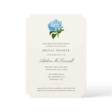 blue hydrangea grandmillennial bridal shower invitation