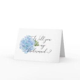 Small Blue Hydrangea Will You Be My Bridesmaid? Invitations Front View