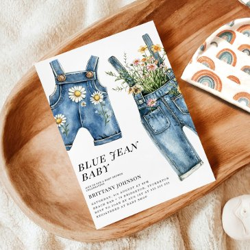 blue jean baby denim baby shower invitation
