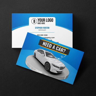blue modern luxury car rental automobile car hire business invitations