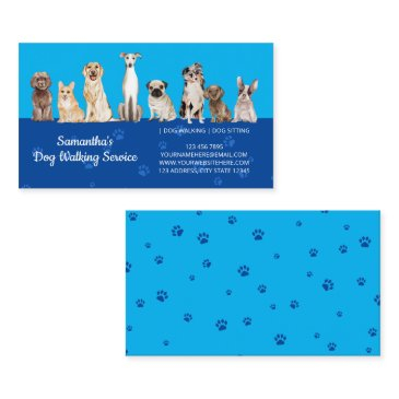 blue navy cute paws watercolor dogs business invitations