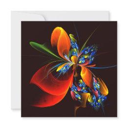 Small Blue Orange Floral Modern Abstract Art Pattern #03 Front View