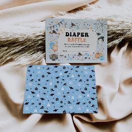 Small Blue Orange Halloween Spooky Boo Diaper Raffle Enclosure Invitations Front View