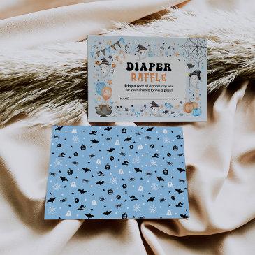blue orange halloween spooky boo diaper raffle enclosure invitations