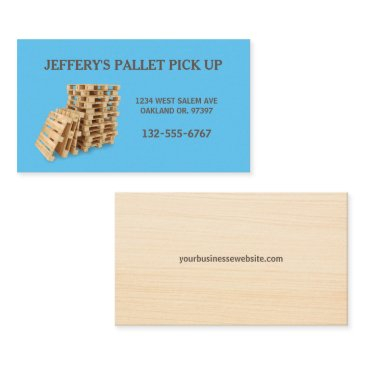 blue professional wood pallet crate business invitations