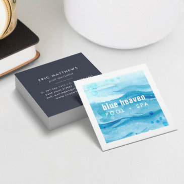 blue ripple | pool care or swim square business invitations