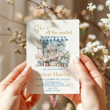 blue she's off the market bridal shower invitation