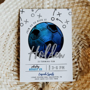 blue soccer birthday invitation