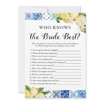 blue tile lemons who knows the bride best game invitation