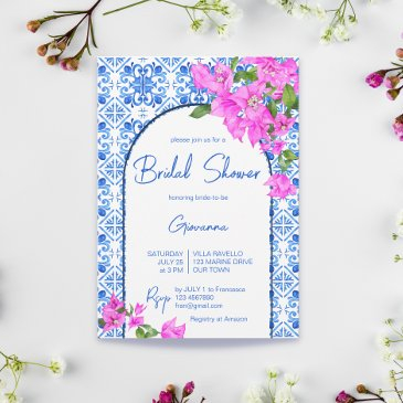blue tiles and bougainvillea elegant mediterranean invitation