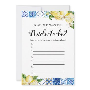 blue tiles lemons how old was the bride game invitation