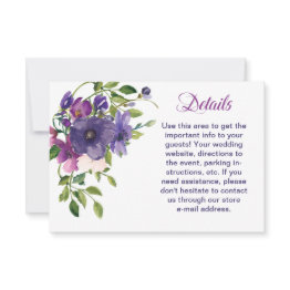 Small Blue Violet Wild Roses Wedding Detail Rsvp Invitations Front View