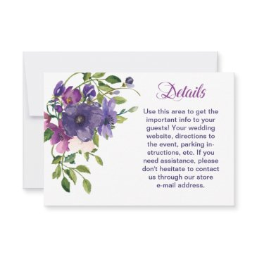 blue violet wild roses wedding detail rsvp invitations